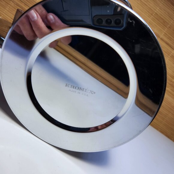 Vintage Mid-Century Kromex Faux Wood Grain Ice Bucket w-Chrome Top and Handle - Picture 5 of 6